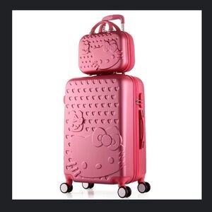 Pink Pearlescent Kitty suitcase Valentine Birthday Bat Mitzvah